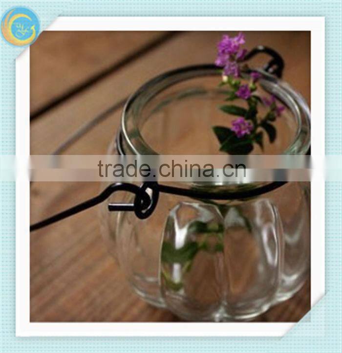 hanging pumpkin glass candle holder