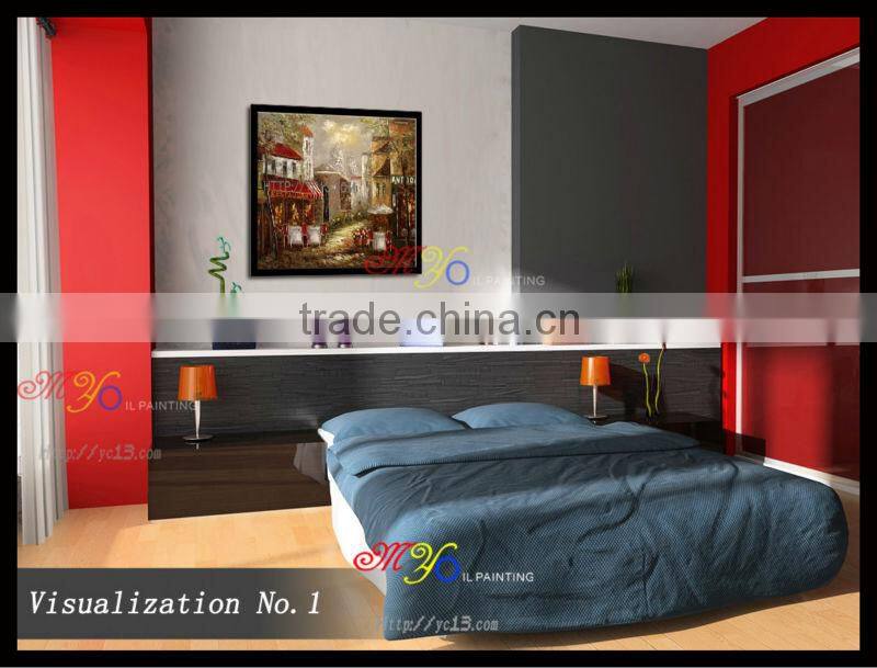 new artwork handmade Paris street canvas oil painting home decoration wholesale