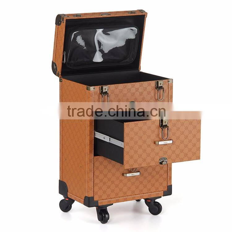 Hot product!Makeup artist trolley makeup organizer case with beautiful mirror