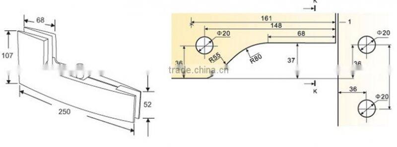 FT-540 best selling quality stainless steel zinc alloy patch fitting glass door top crank clamp