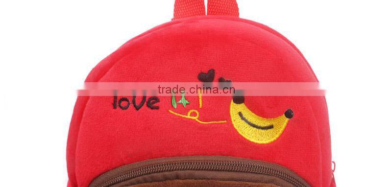 Soft fleece plush kids animal bags baby cute school bag monkey baby backpack cute animal