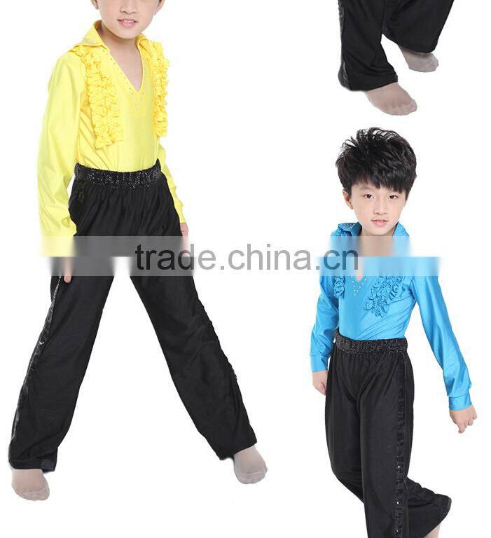 Promotion fashion Long sleeve and pants children Ballroom Dance Practice Costume for boys Latin Jazz Dance Wear