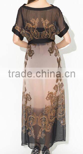 2016 summer dress chiffon and printing flower