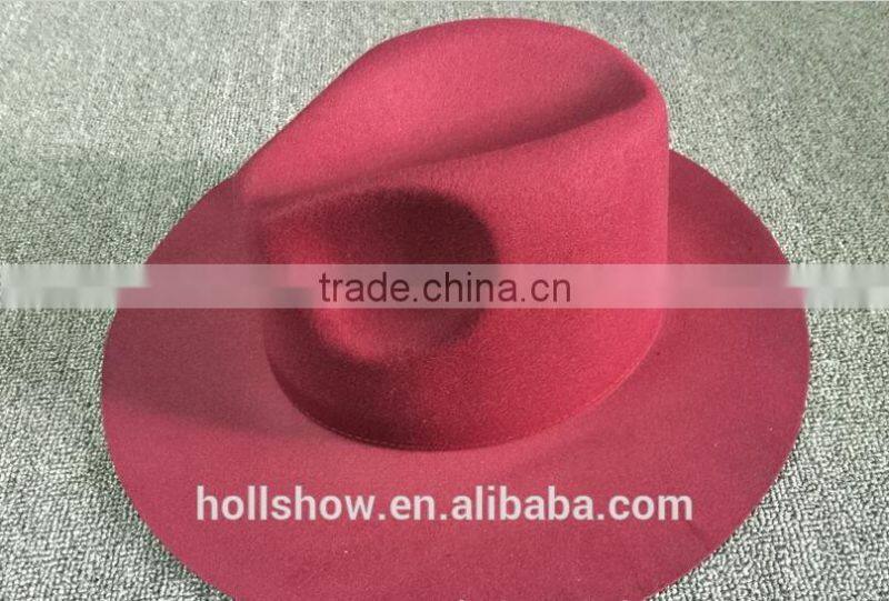 Wholesale Promotional Gift Star Style Wide Brim Wool Felt Fedora Sun Cap