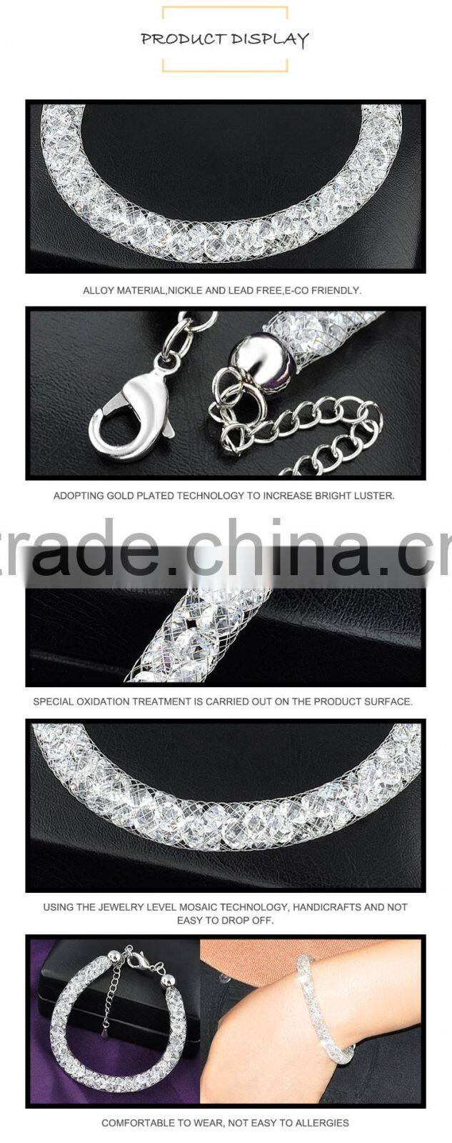 Alloy with crystal 18k white gold jewelry bracelet