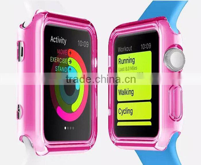 Latest desgin Soft semi-transparent TPU case for apple watch, Soild color silicone watch case