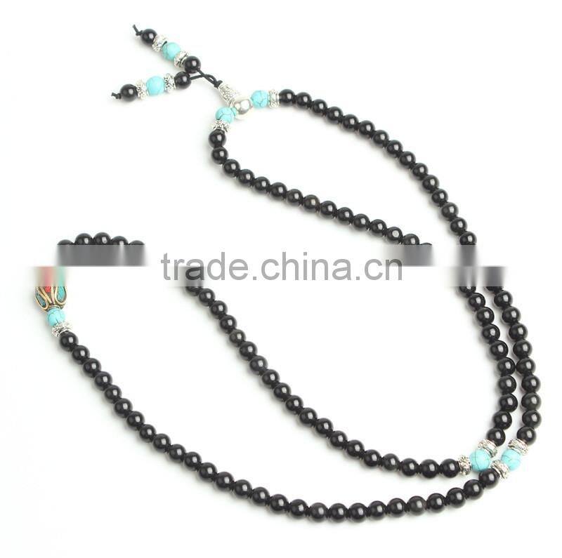 8mm black Obsidian and cinnabar 108 mala beads buddhist prayer beads