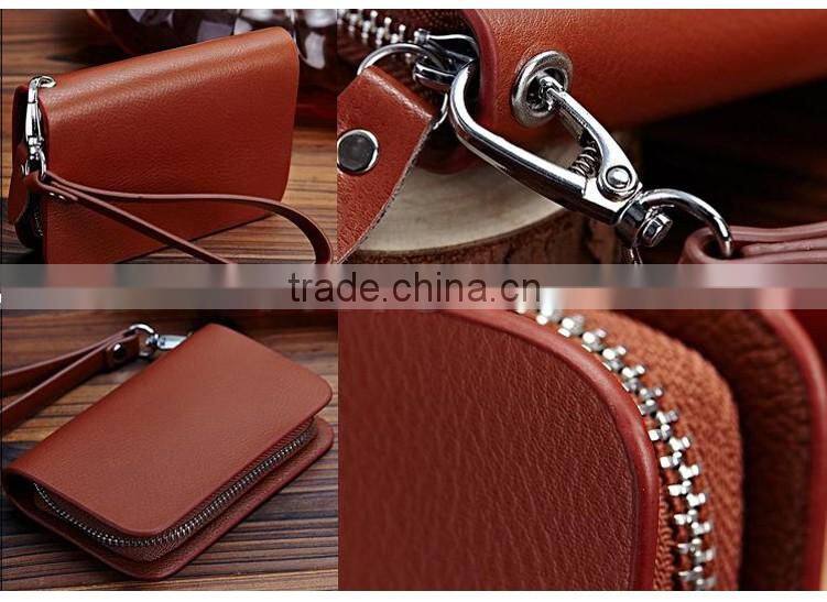 Wholesale money pocket leather key pouch for lady shopping