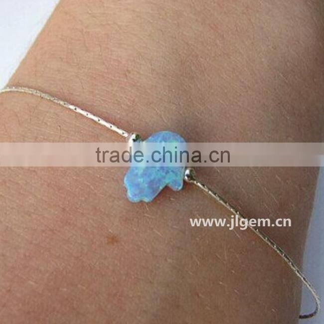 unisex 925 sterling silver bangle opal hamsa hand charms bracelet for Euorpe and Amerian