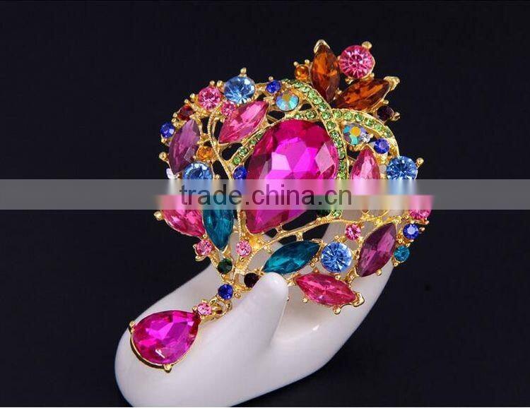 Elegant Handmade Crystal Silver Plated Artificial Brooch Flower Diy Brooch Bouquet