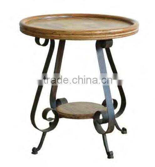 Iron and wood Industrial Rustic round Coffee Table