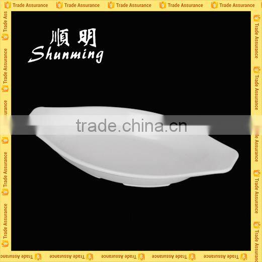 White melamine boat shape plate
