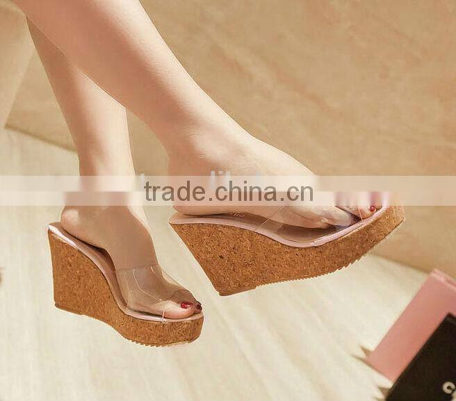 new arrival fashion wedge heel sandal shoes pvc upper design sexy ladies shoes