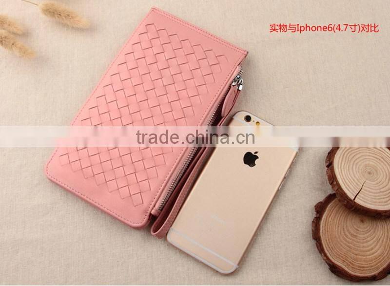 Korea style women leather pink wallet credit card holder