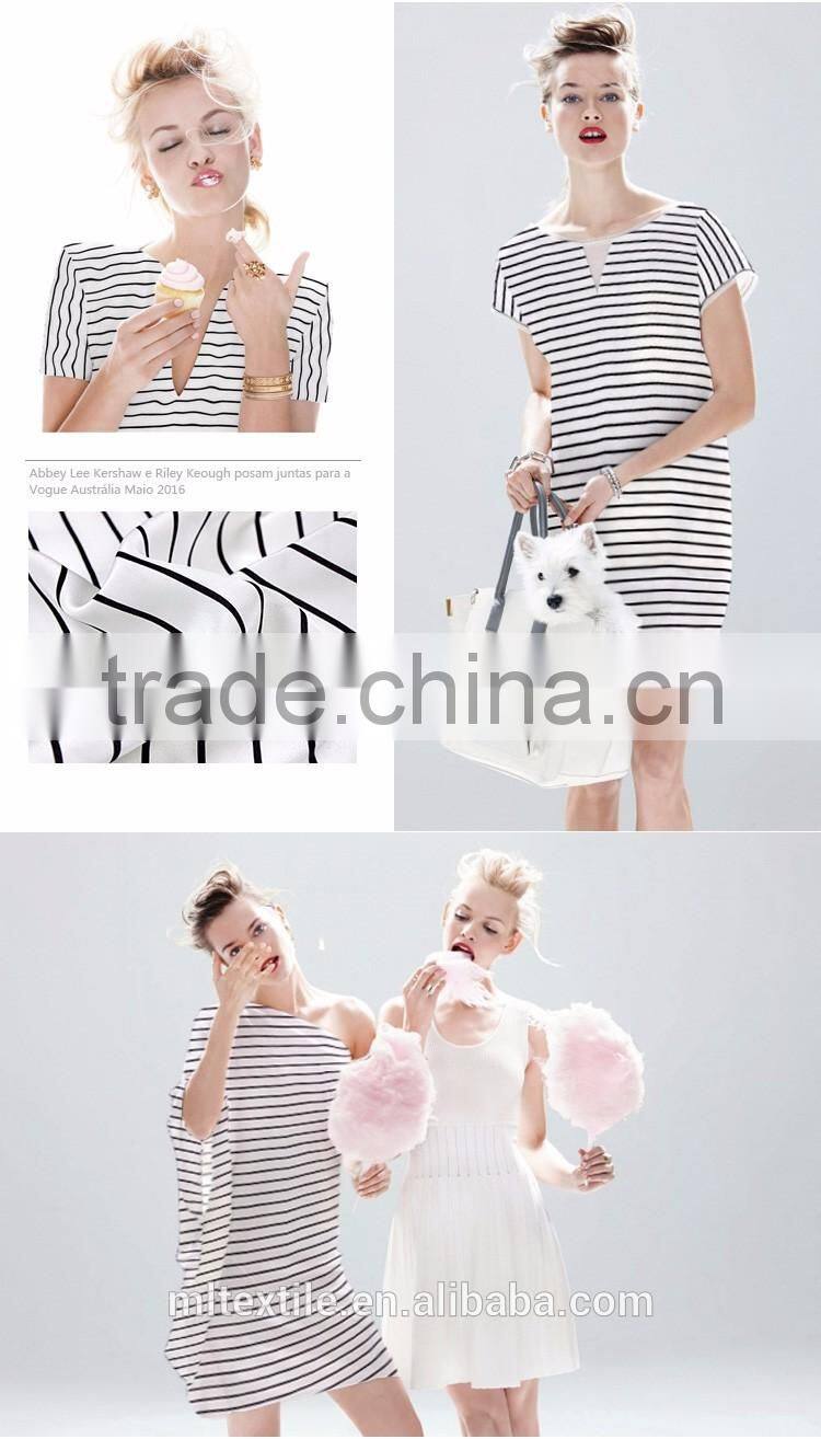 Stripes printed 16mm crepe de chine fabric in 100% silk