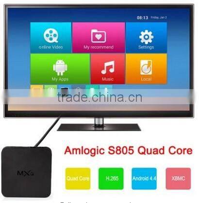 MXQ Amlogic S805 XBMC Media Player Quad Core Android 4.4 Smart TV BOX H.265 1080p 1G 8G Media Android Box