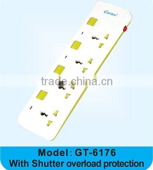 newest universal surge protection power strip with safety shutter
