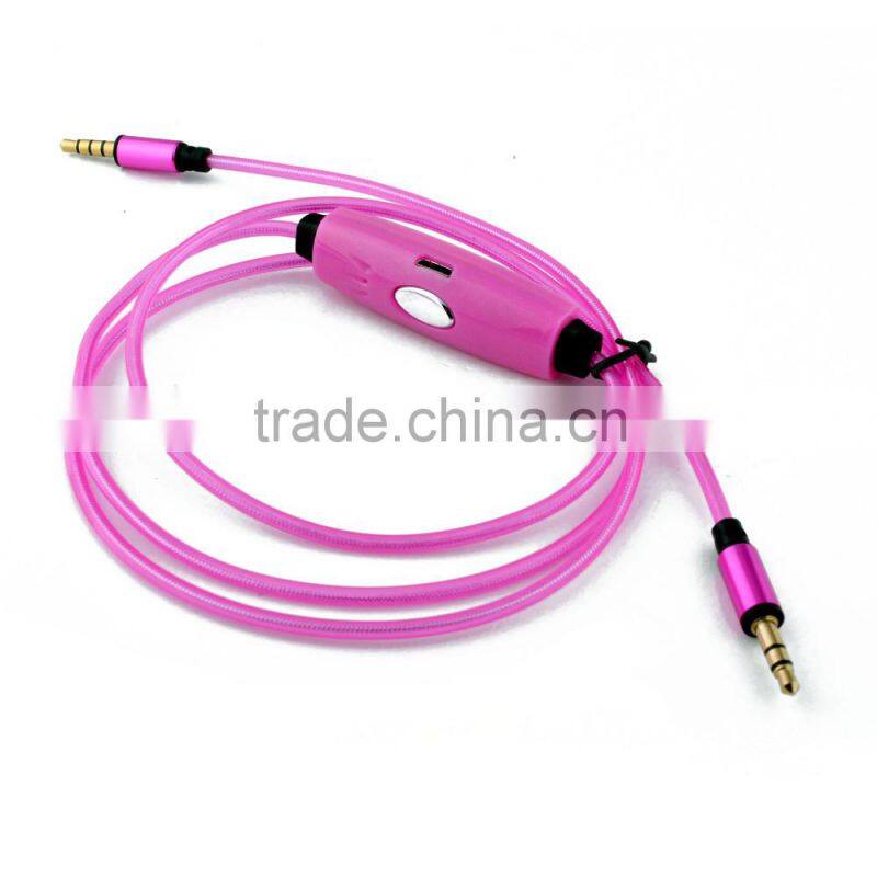 Latest Products EL/LED light cable for headphone, aux audio cable with microphone