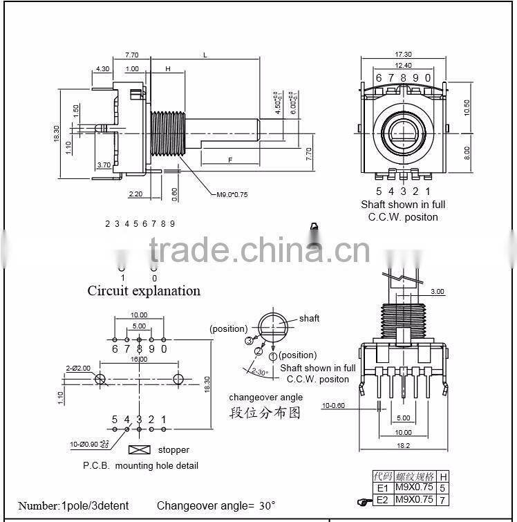 17mm electric rotating switch