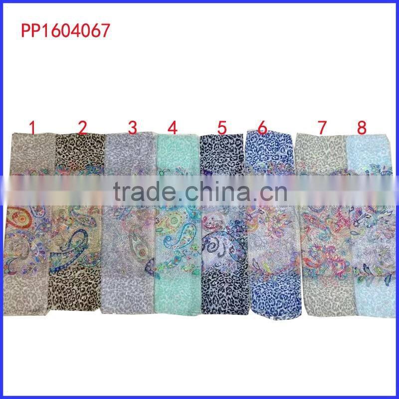 Wholesale leopard chiffon cashew nuts printing chiffon hijab scarf