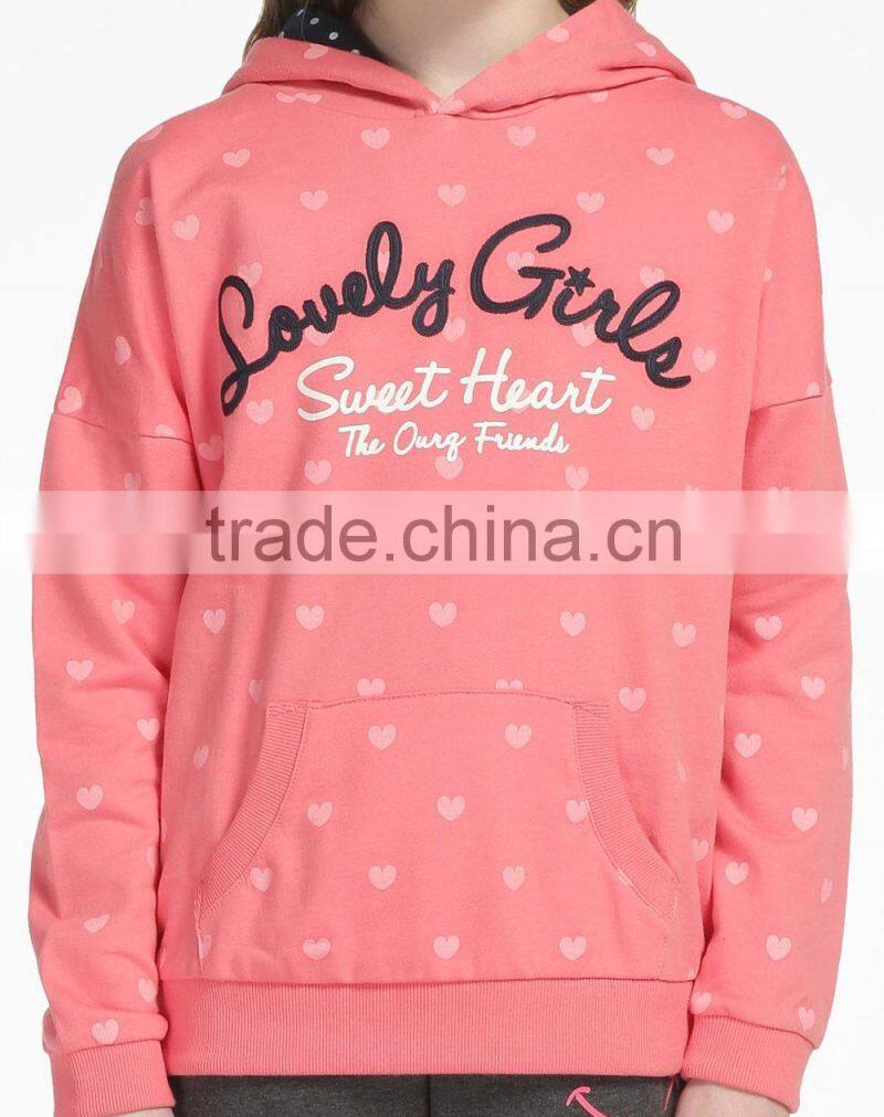 65% Polyester 35% Cotton Hoodies , Lightweight Children Coat Sweatshirt ,Custom Printed Kids Girls Pullover Hoodies