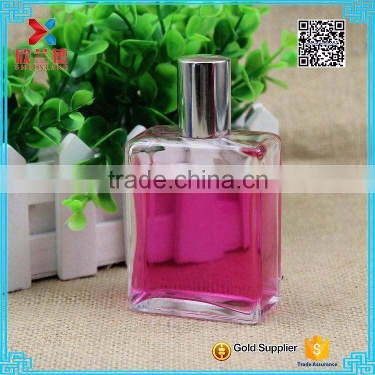 100ML wholesale customized classic square empty clear glass perfume bottle