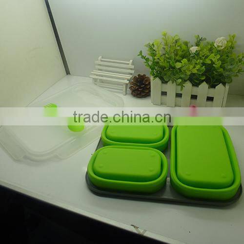 Hot selling collapsible lunch box/collapsible food container/foodgrade silicone lunch box