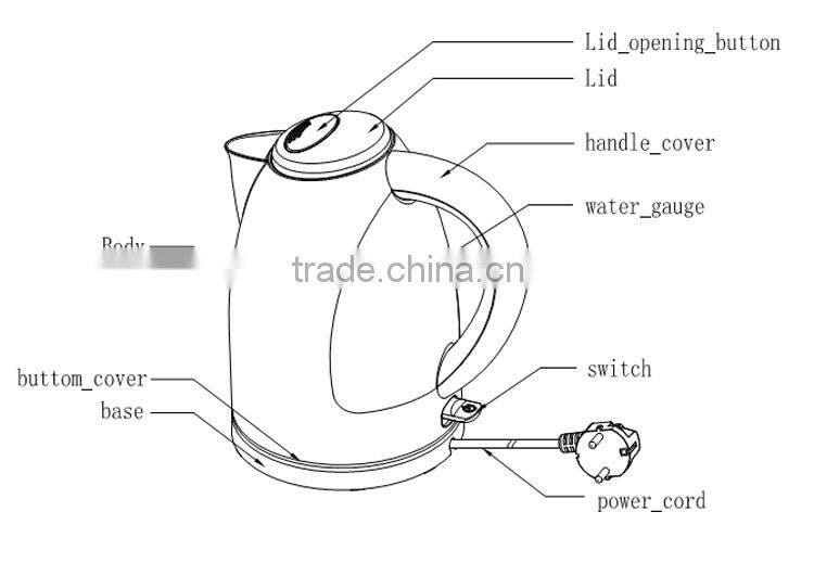 1.7L Cordless Plastic Removable Chinese Electric Tea Kettle