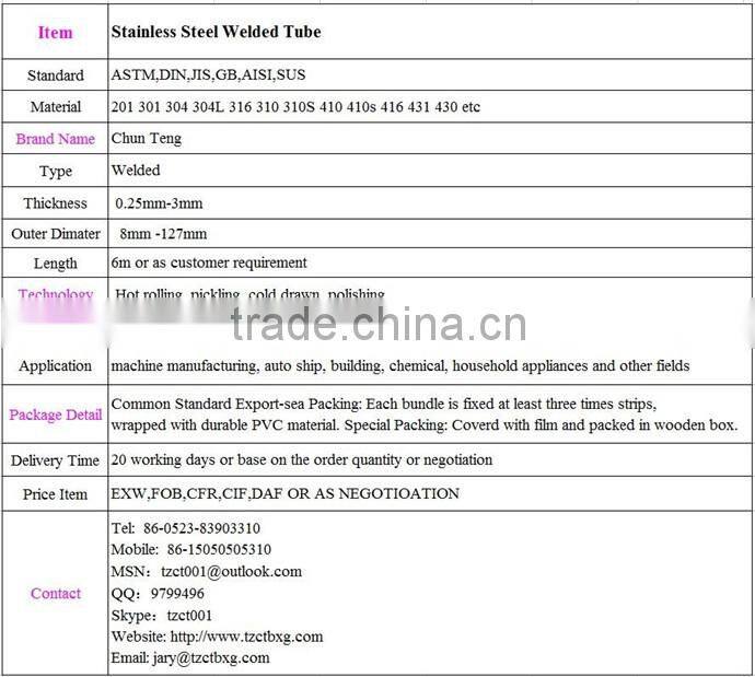 Prime AISI ASTM 304 316L Stainless Steel Tube 38mm In Stock