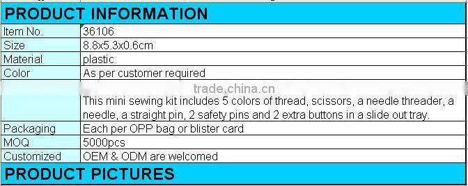 36106 mini sewing kit in plastic case