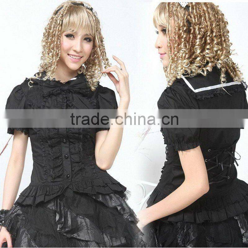 Cotton White Lace Short sleeve Cotton Lolita Blouse 81093