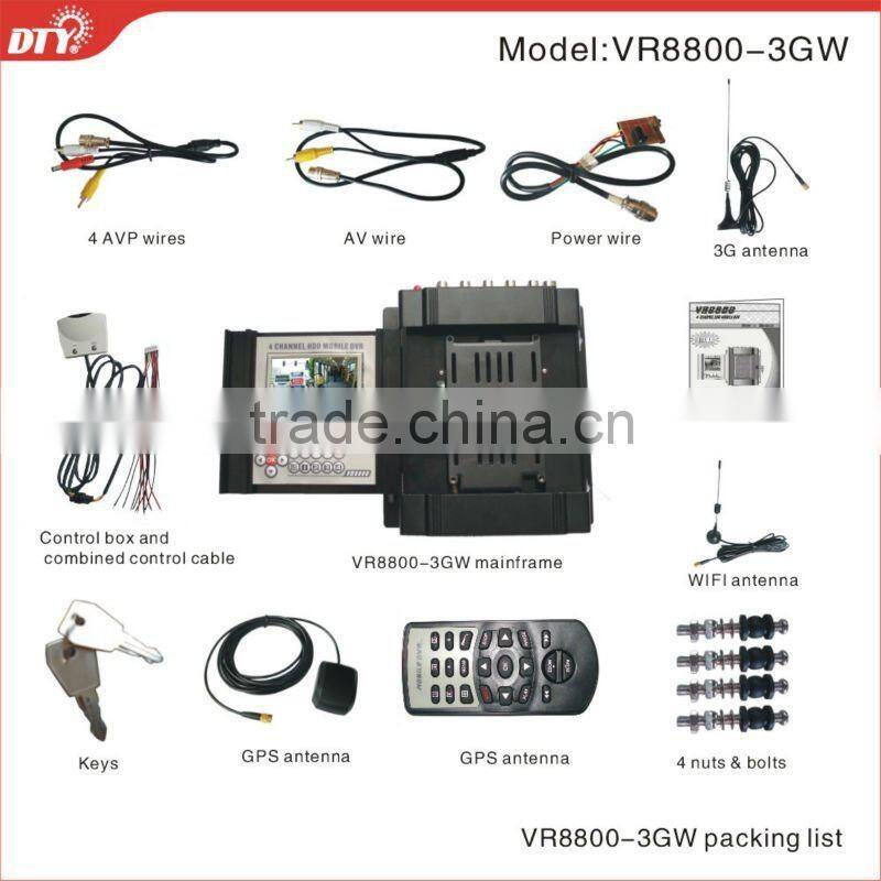 2015 DTY Factory 4 channel IE PC Android control MDVR with GPS 3G supporting free CMS software ,VR8800-3GW