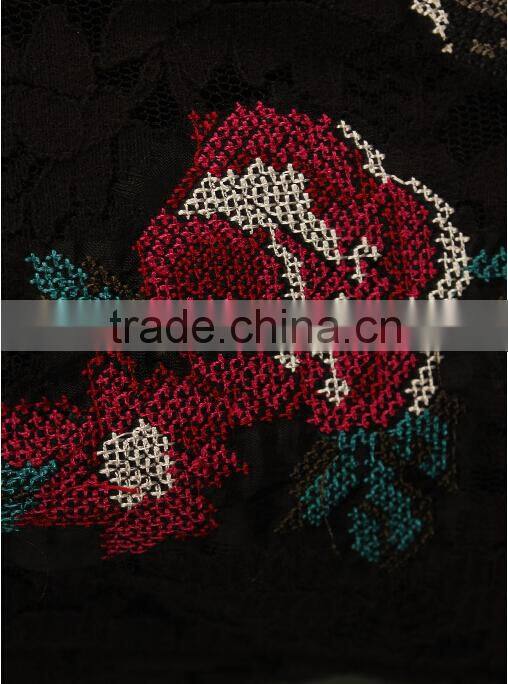 China direct factory sleeveless embroider lace middle aged women fashion dress D-16141