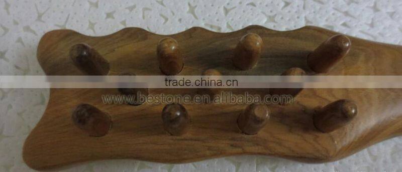 Custom Logo Wood Head Massager with Handle