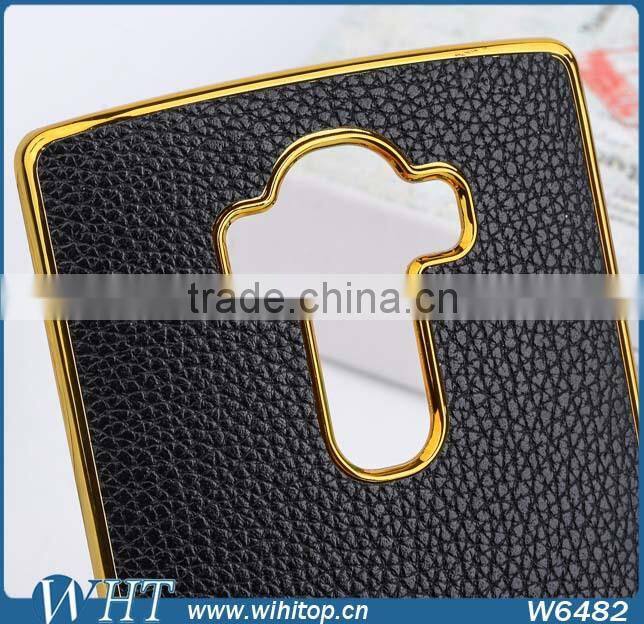 New Product Chrome Gold Side PC Leather Coated Cell Phone Case for LG G4
