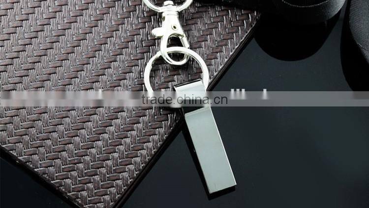 Stainless steel material promotional gift customized laser engraving logo chrome color keychain ring usb flash memory stick