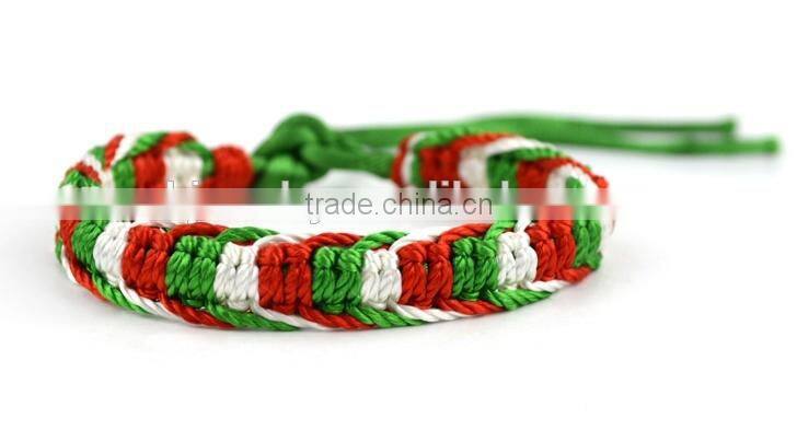 Hot Sale Wholesale handmade red/yellow/green braided friendship bracelet