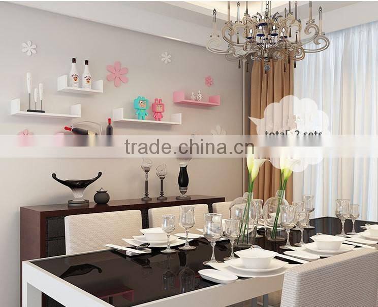 U shape MDF floating wall shelf,wooden wall shelf mdf cube shelf for livingroom