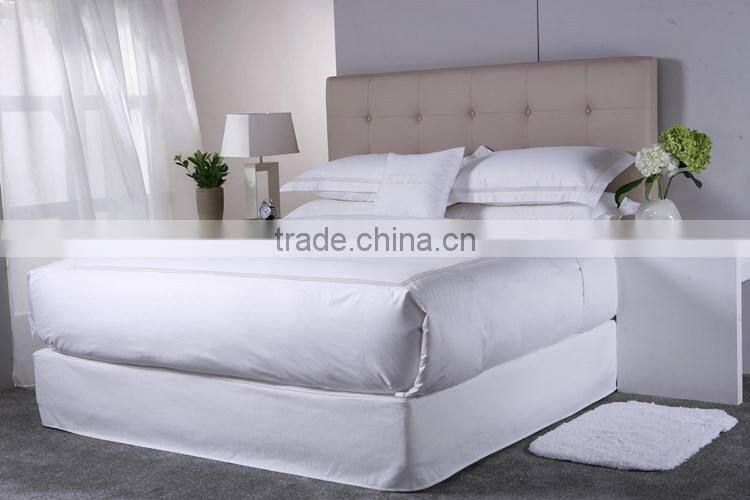 Hotel Stitch Embroidered Cotton Sateen Duvet Cover Bed Sheet Set