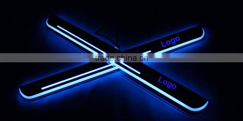 1 Pair Car LED Flash Door Sills Moving Scuff Plate Light Panel Front Door For Peugeot 2008 2014 2015 2016