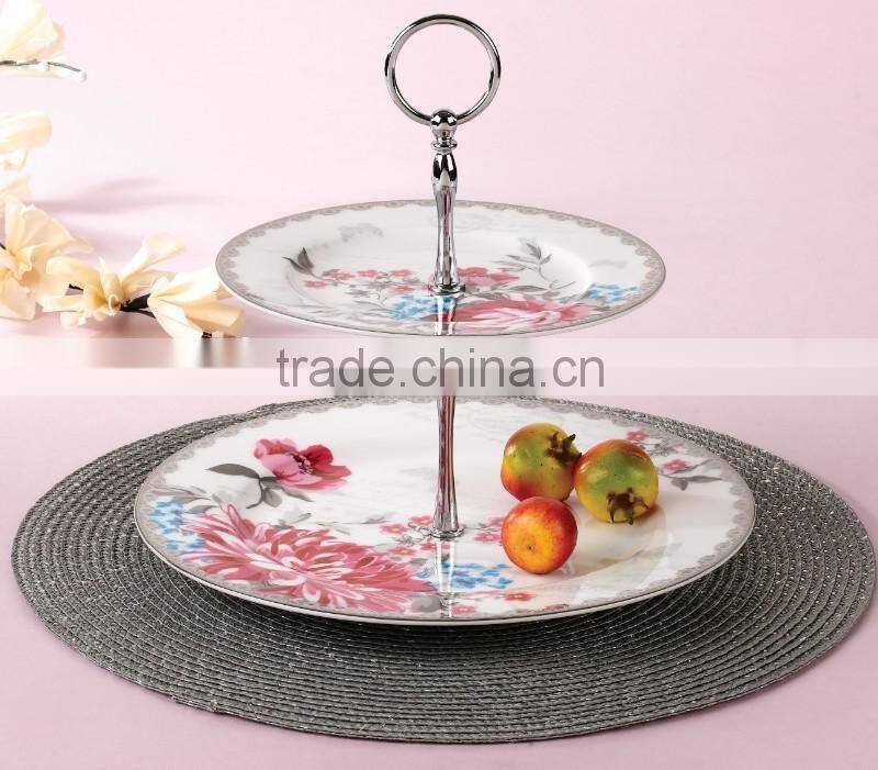 Porcelain home cake stand,China pocerlain dinner plate,cholocalate cake plate