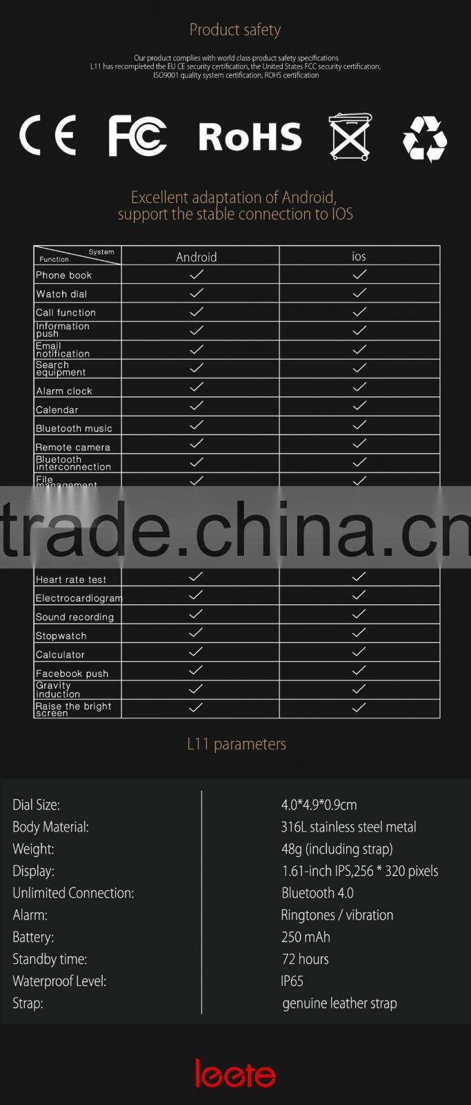 Factory healthy waterproof bluetooth 4.0 ios&andriod bluetooth smart watch,2016 heart rate monitor smart watch