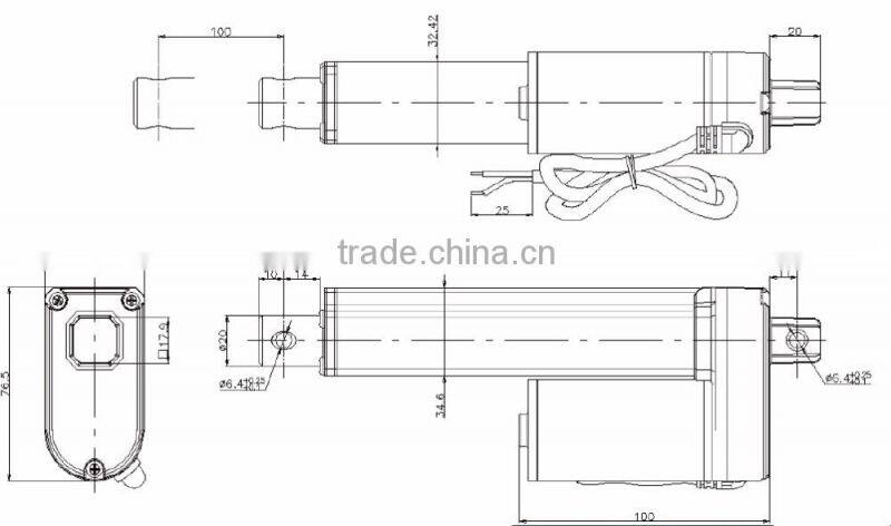 12v 800N high speed linear actuator 600mm stroke for truck camper lift