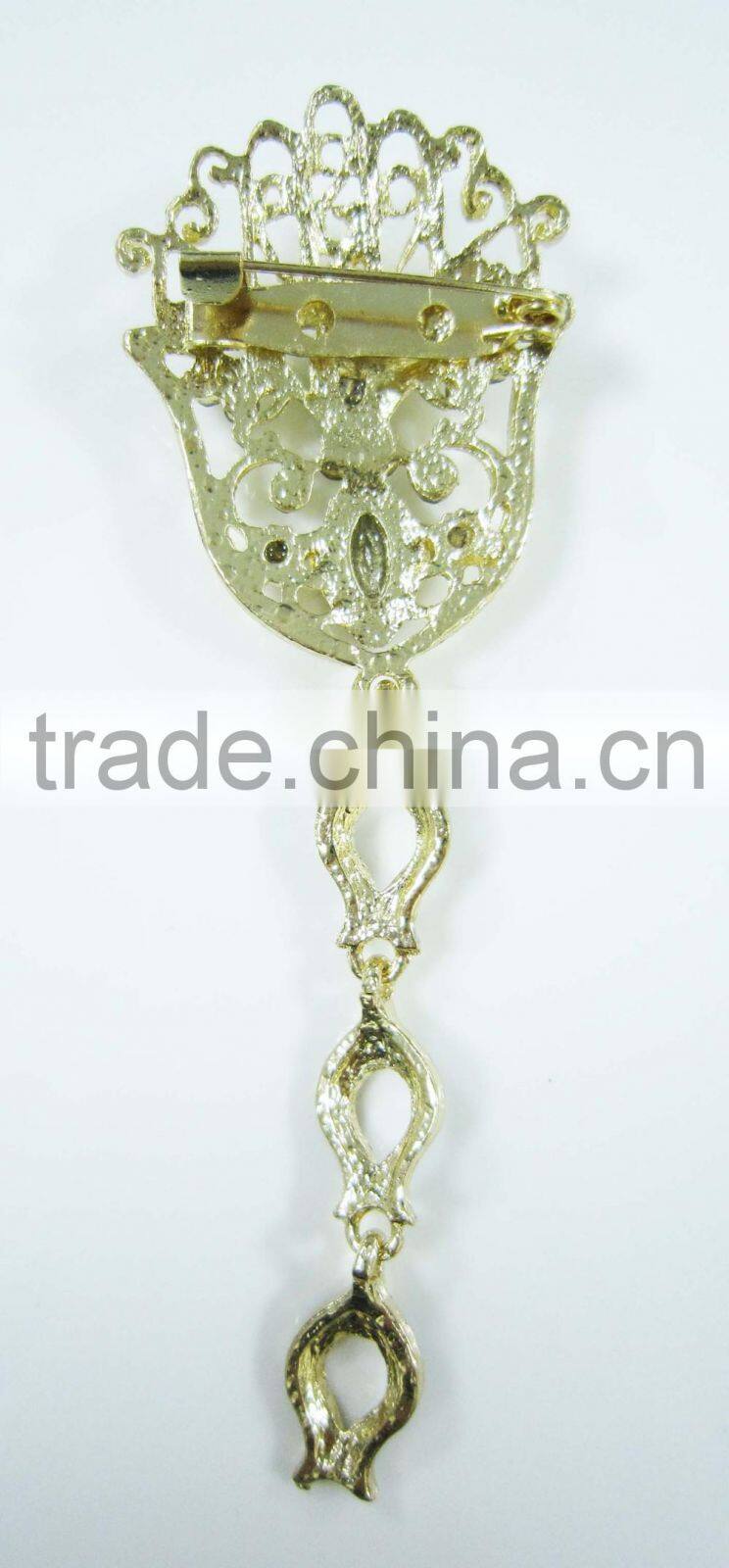 Crystal Purple Rhinesone Gold Metal Wedding Decorative Vintage Brooches