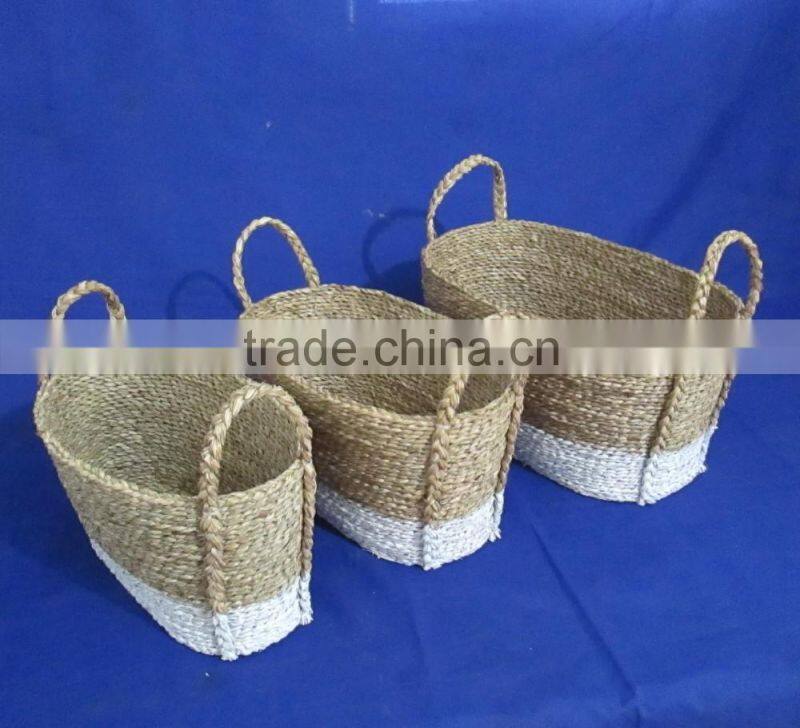 High quality best selling 2016 water hyacinth with fabric rectangle storage basket