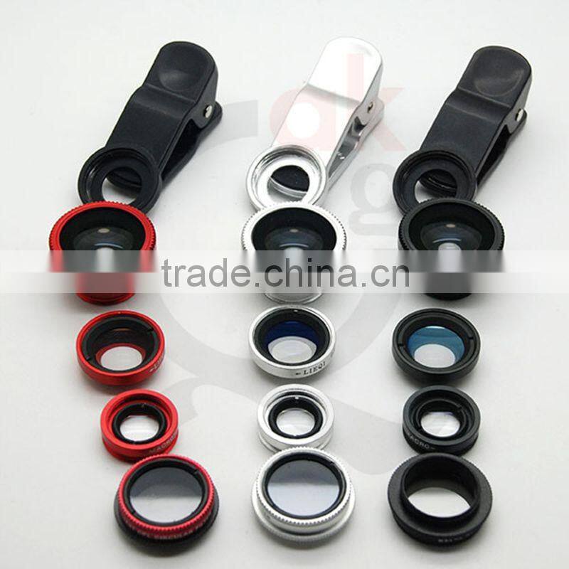 For mobile phone 180 fish eye 0.67x wide angle macro CPL Filter lens 4 in 1 lens