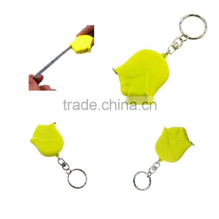 Yellow folwer design 0.1mm thickness blade mini tape measure
