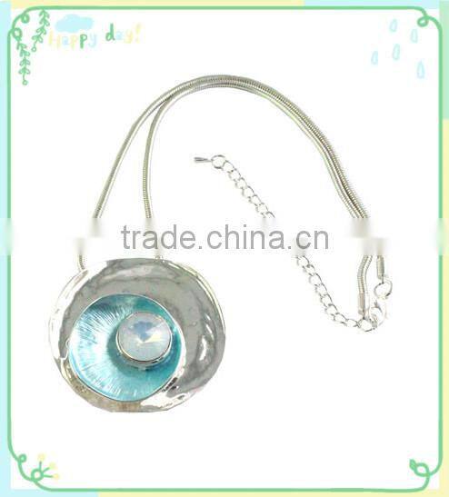 2015 Flexible Sanke Chain Oil bule Necklace With Stone Alloy Circles