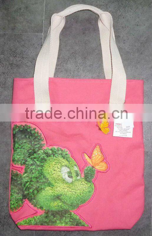 Cotton canvas sublimation print applique tote bag