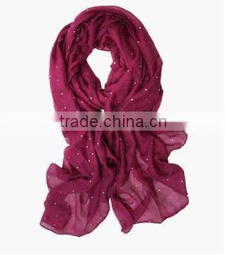 Polyester Solid Scarf with Crystals
